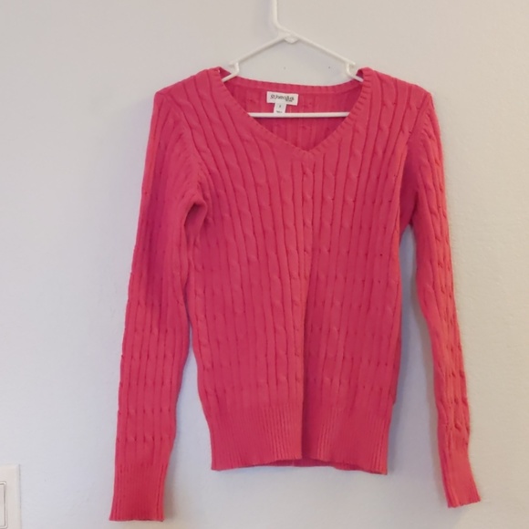 St John's Bay pink cable knit sweater - Picture 1 of 3